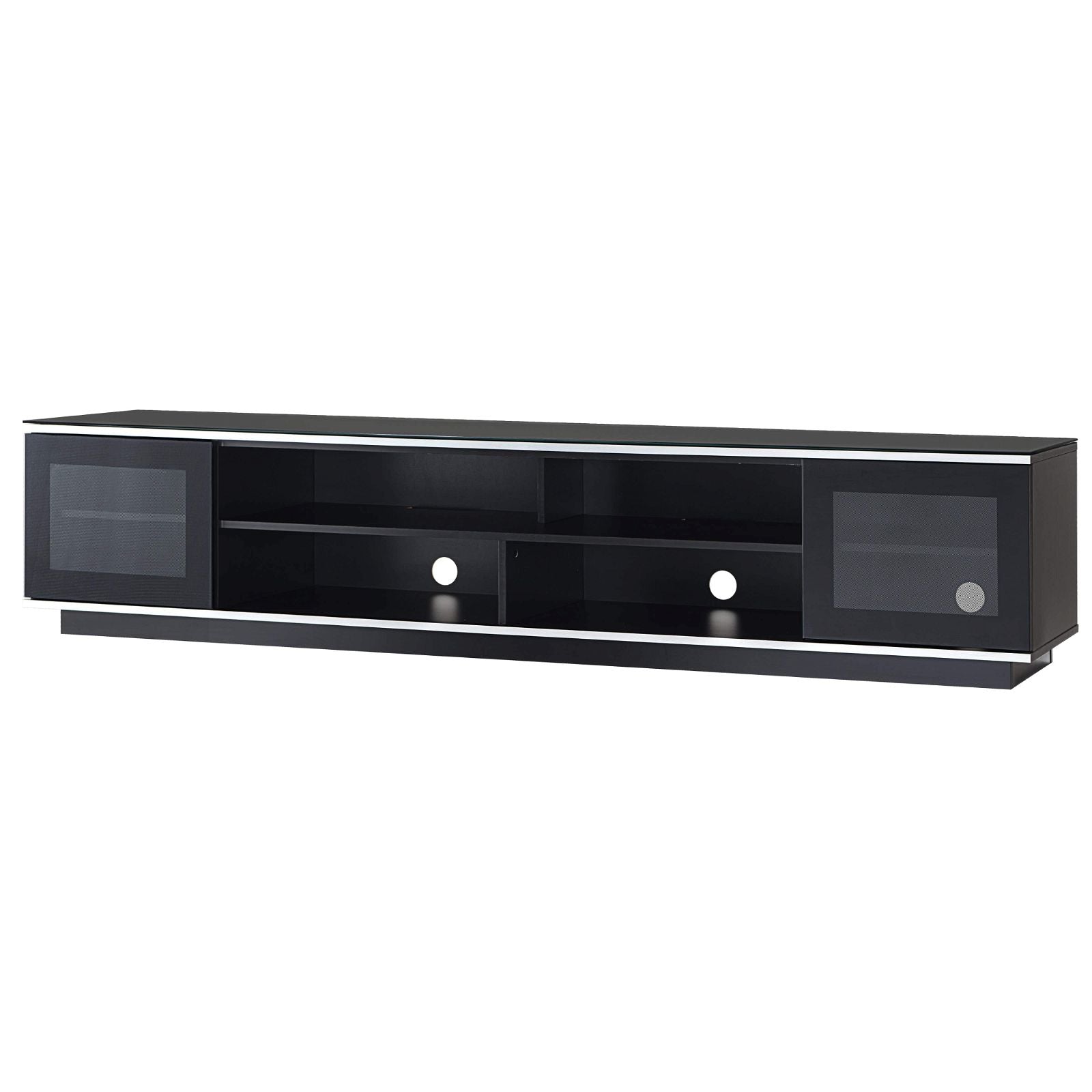 Tauris Diablo 210cm Black TV Stand with Tempered Glass - Modern Entertainment Center for Living Room, Home Theater & Gaming Setup