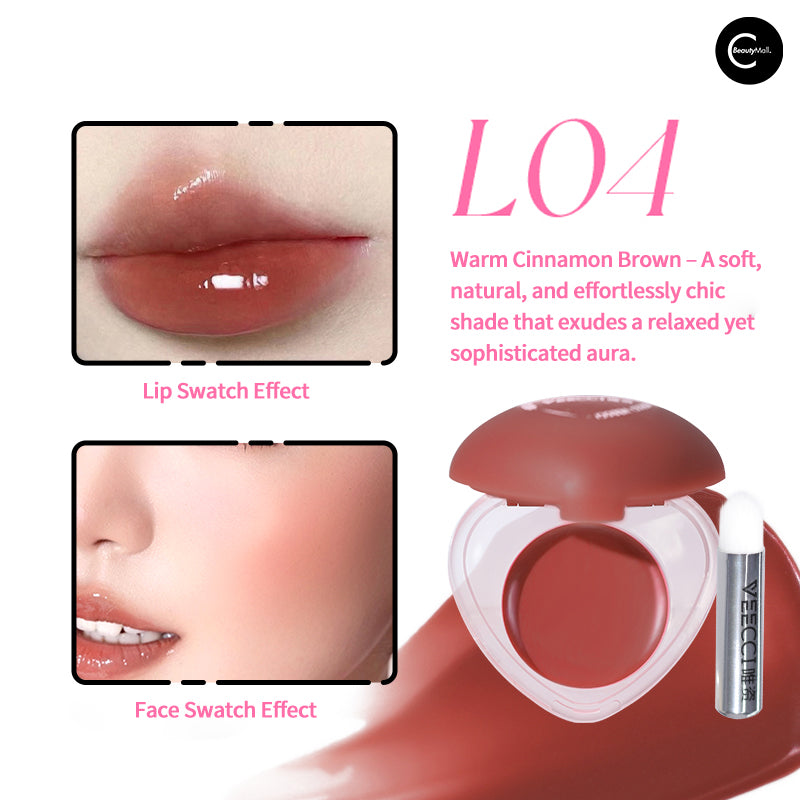 VEECCI Multi-Purpose Lip & Cheek Balm - Tinted Moisturizing Cream for Natural Blush & Lip Color - Perfect for Everyday Makeup, Travel & On-The-Go Touch Ups