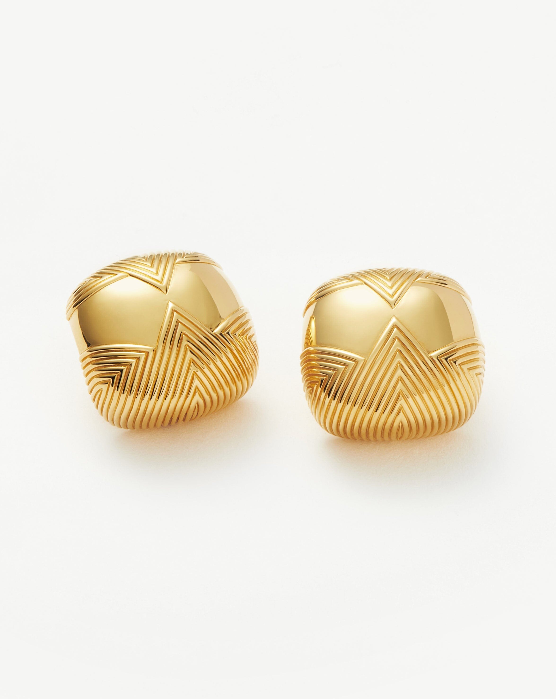 Hera Oversized Dome Ridge Stud Earrings - 18k Gold Plated Hoop Earrings for Women | Trendy Fashion Jewelry Gift for Birthday, Anniversary & Party Occasions