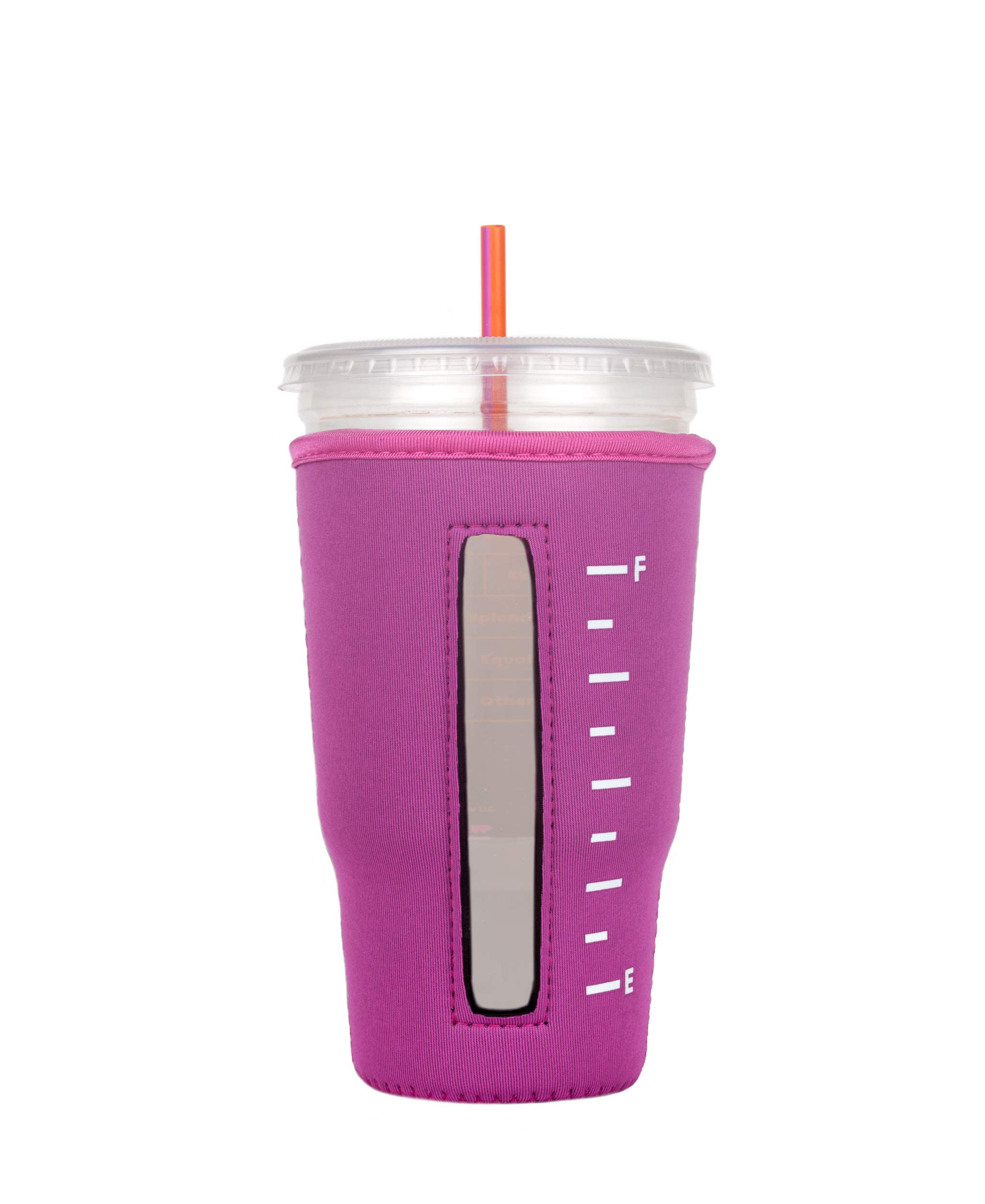 Eco-Friendly Reusable Neoprene Coffee Cup Sleeve for Iced Drinks & Hot Beverages - Large Insulator Sleeve (Pink) - Perfect for Starbucks, Dunkin' & Travel Mugs