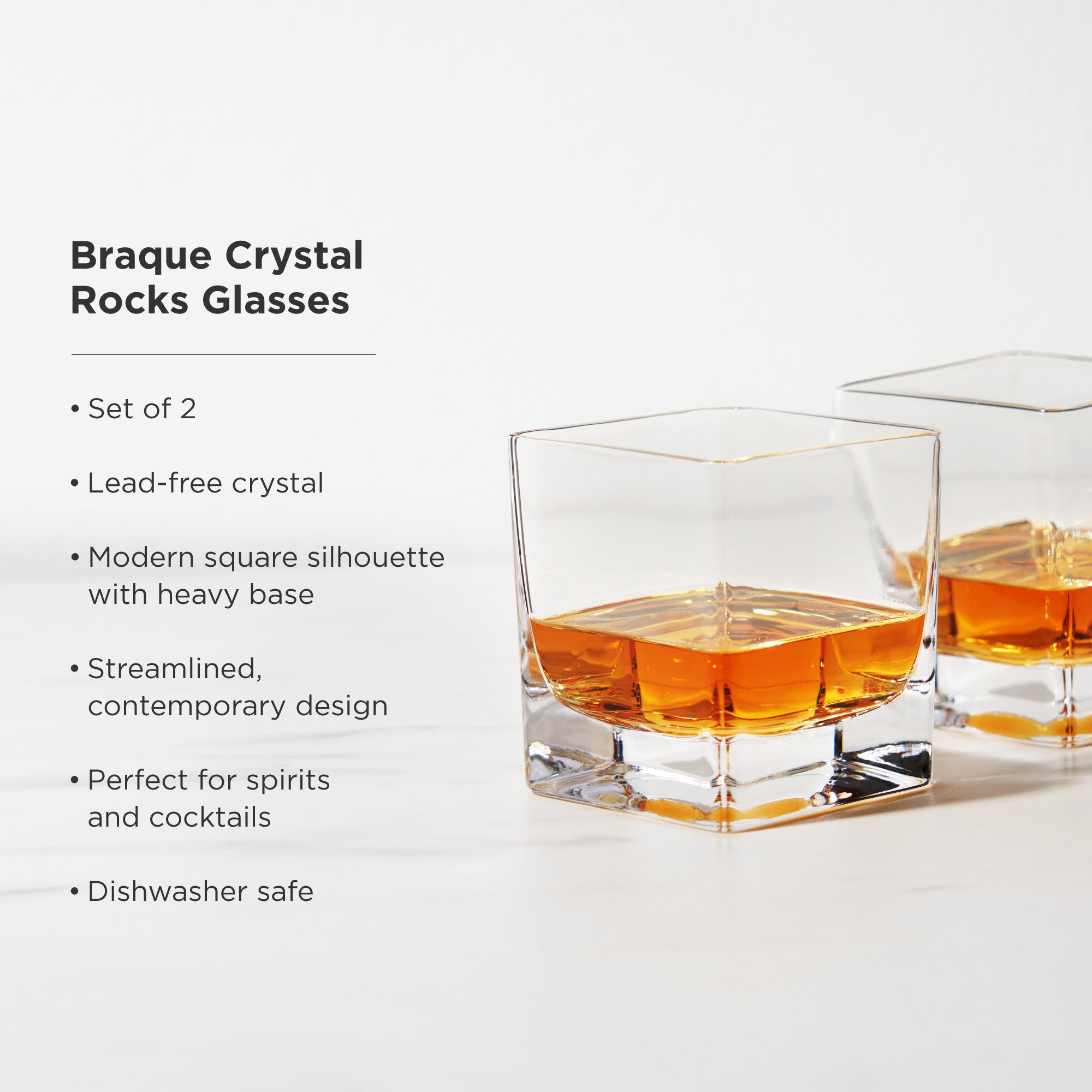 Premium Braque Crystal Whiskey Glasses - Set of 4 Elegant Lead-Free Rocks Glasses for Bourbon, Scotch & Cocktails - Perfect for Home Bar, Gifts & Entertaining
