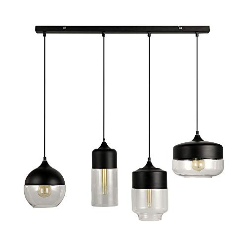 A set of 4 clear pendant lights