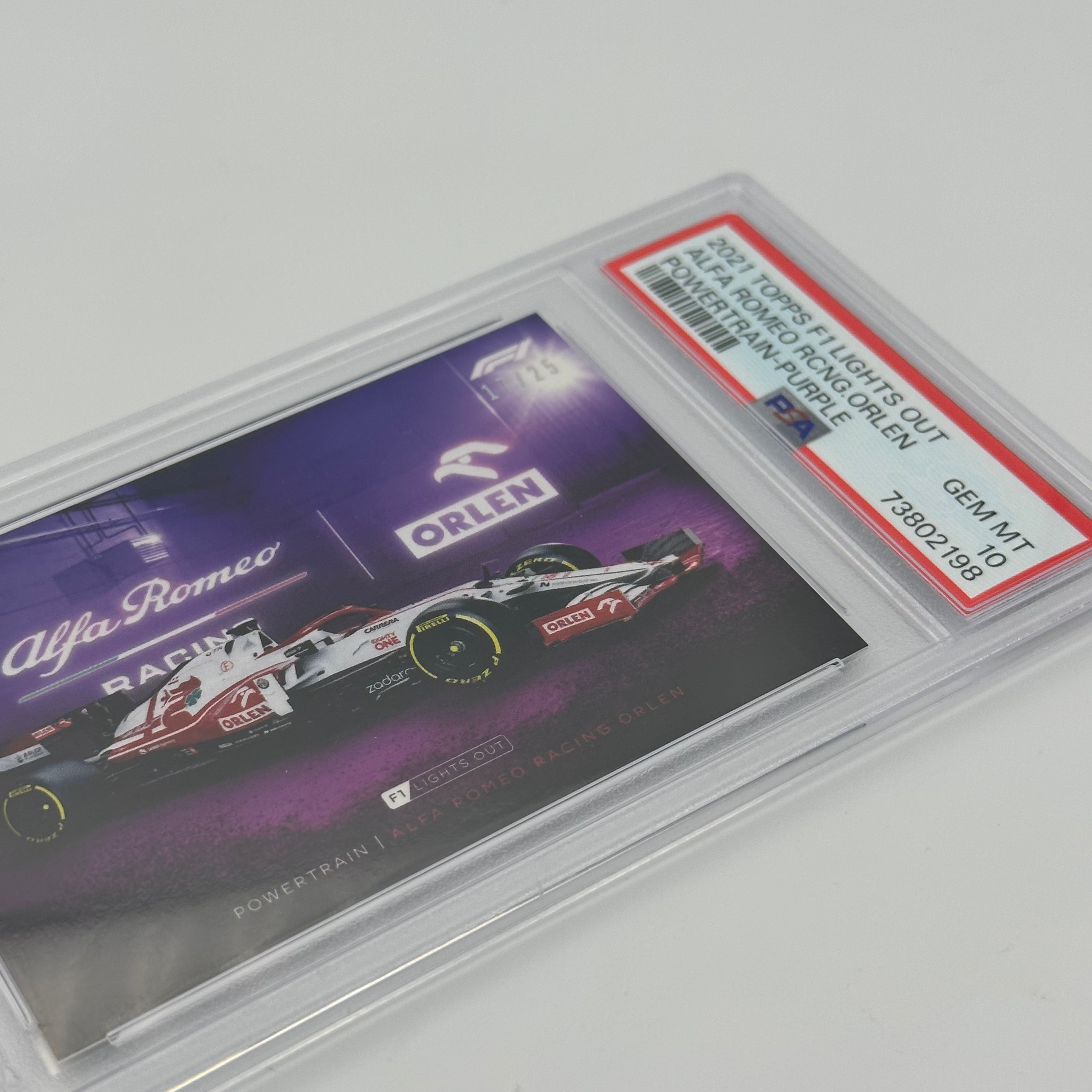 PSA 10 ALFA ROMEO RACING ORLEN 17/25 POWERTRAIN PURPLE Trading Card - Rare Collectible for Motorsport Fans & Card Investors | Perfect for Display, Trading, and Portfolio Growth