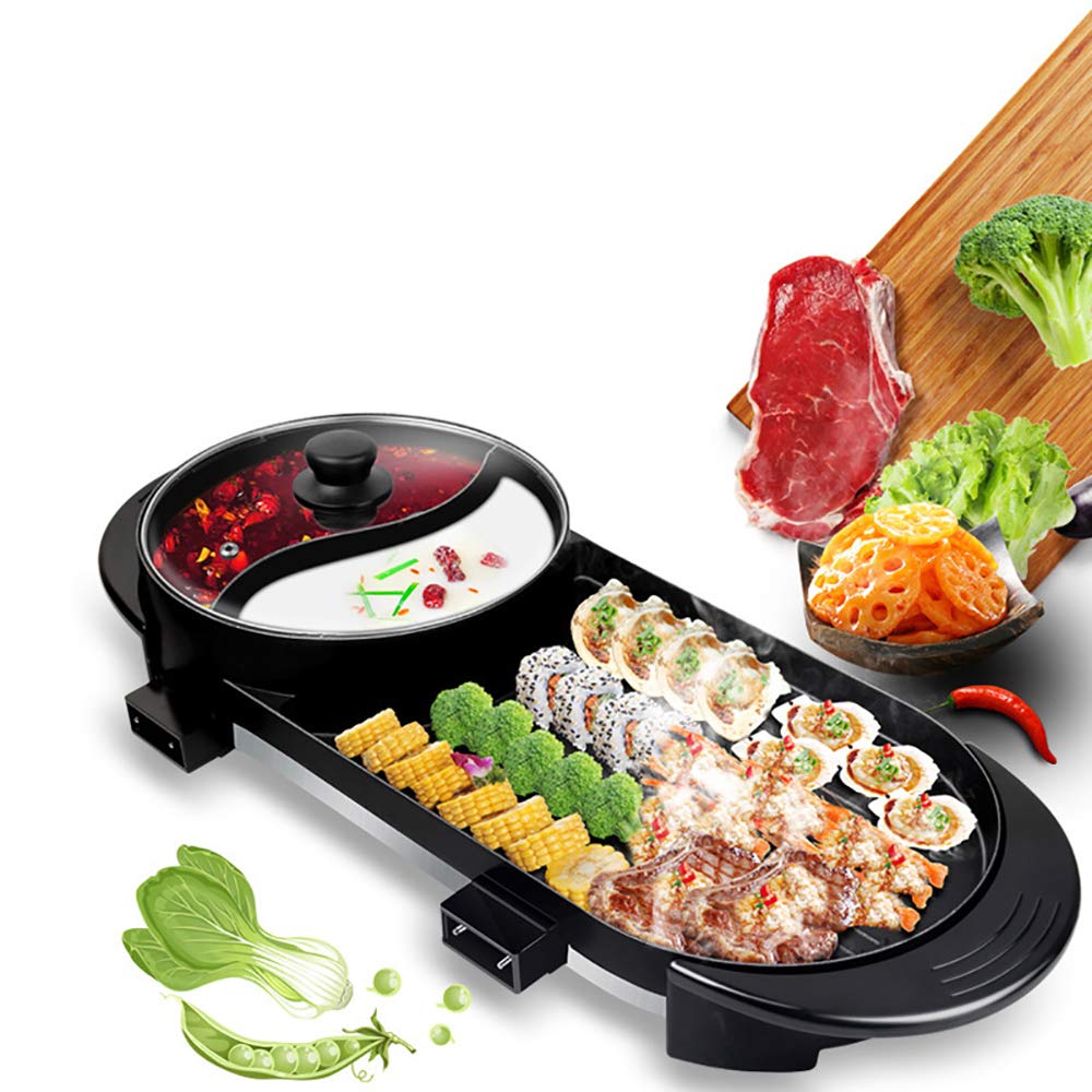 2 in 1 Electric Smokeless Grill & Hot Pot - Korean BBQ, Shabu Shabu & Teppanyaki Nonstick Cooker with Removable Pot - Perfect for Indoor Cooking, Family Gatherings & Asian Cuisine
