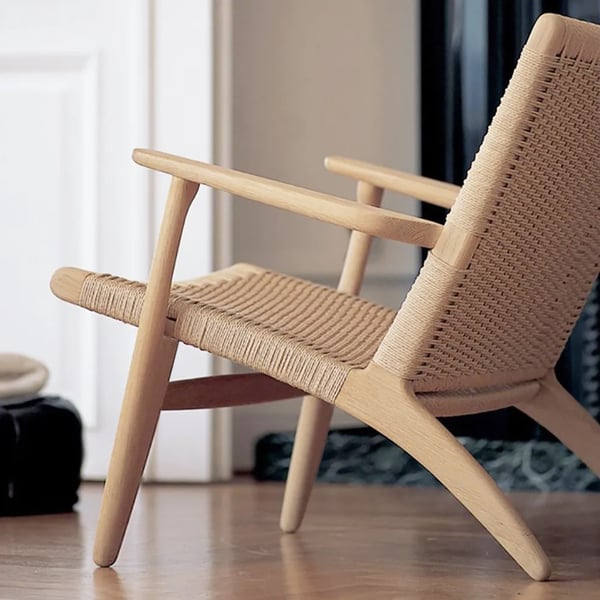 Modern Danish Design Coastal Lounge Chair - Japandi Outdoor Patio Armchair by Hans Wegner | Perfect for Beach Houses, Poolside Relaxation & Scandinavian-Inspired Gardens