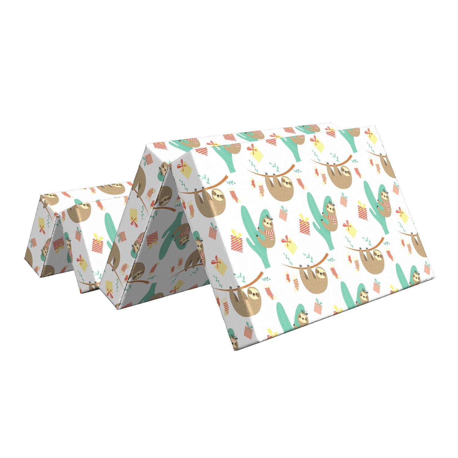 Ambesonne Christmas Sloth Print Foldable Mattress - 74.8