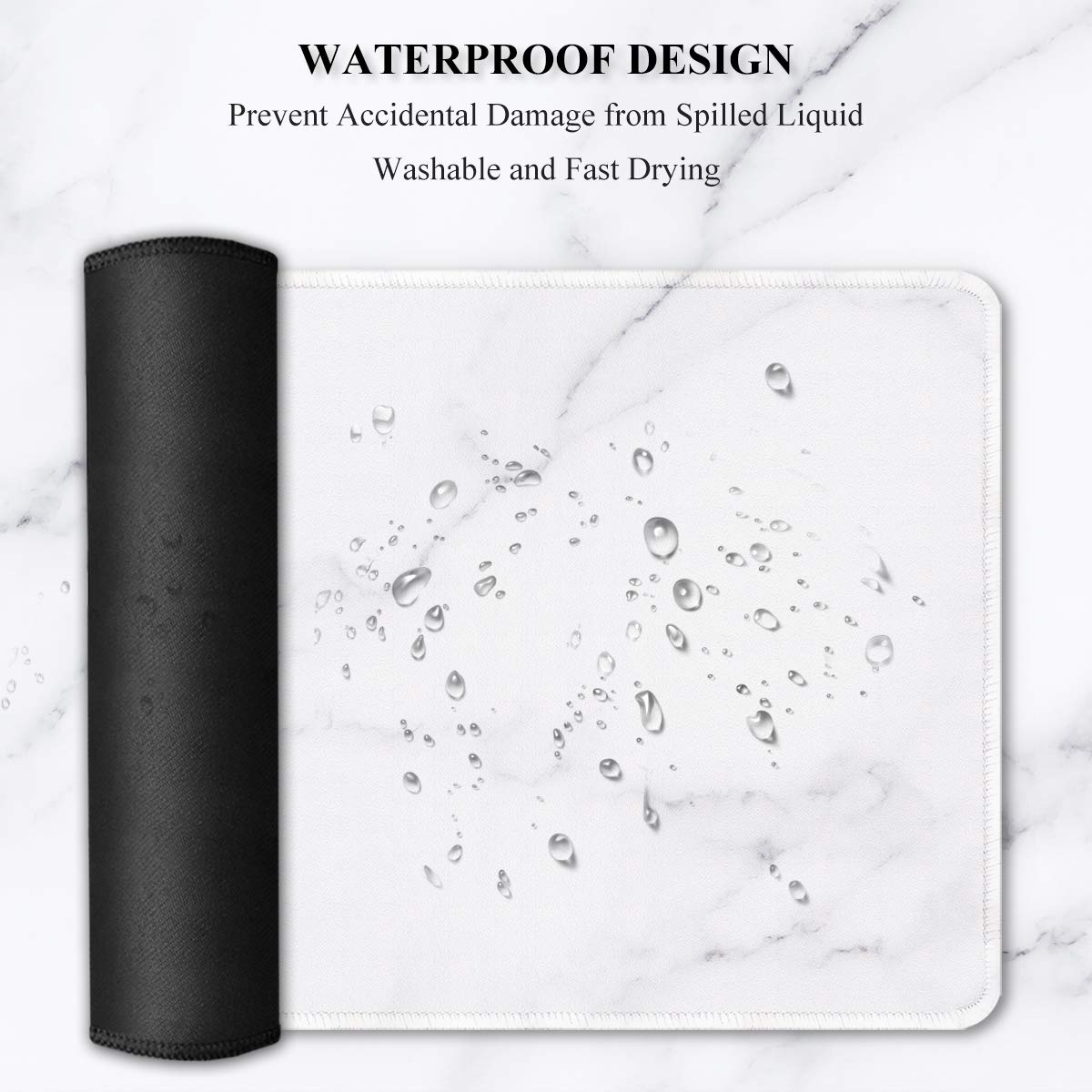 Auhoahsil XXL Gaming Mouse Pad - 35.4 x 15.7 Inch Large Desk Mat with Stitched Edges & Non-Slip Rubber Base | Extended Mousepad for PC, Laptop, Office & Gaming Setup | Waterproof & Durable Surface for Work, Esports & Home Office (Modern Marble Design)