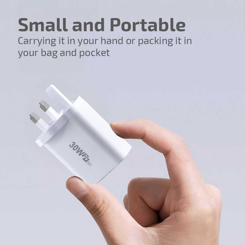 Fast USB Wall Charger 30W with QC3.0 & PD3.0 - Dual Port (USB-A & USB-C) for iPhone, Samsung, iPad - Universal 100-240V AC Travel Charger - Perfect for Home, Office & International Trips