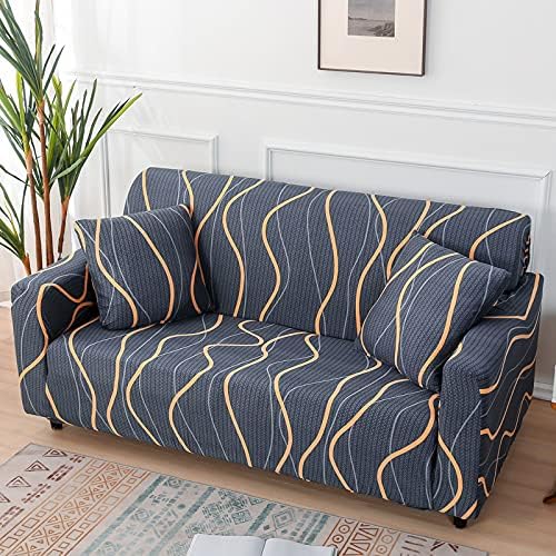 Stretch Printed Sofa Cover Slipcover - Soft Patterned Armchair Covers for Living Room, Bedroom, Office (TWBL, Armchair) - Perfect for Home Decor & Furniture Protection