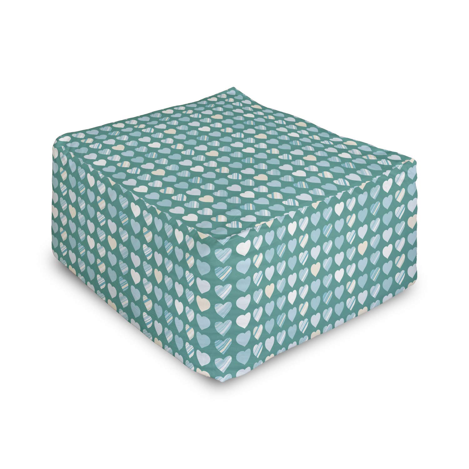 Ambesonne Romance Rectangle Pouf Ottoman - Heart Lovers Design Foot Stool for Living Room & Office - 25