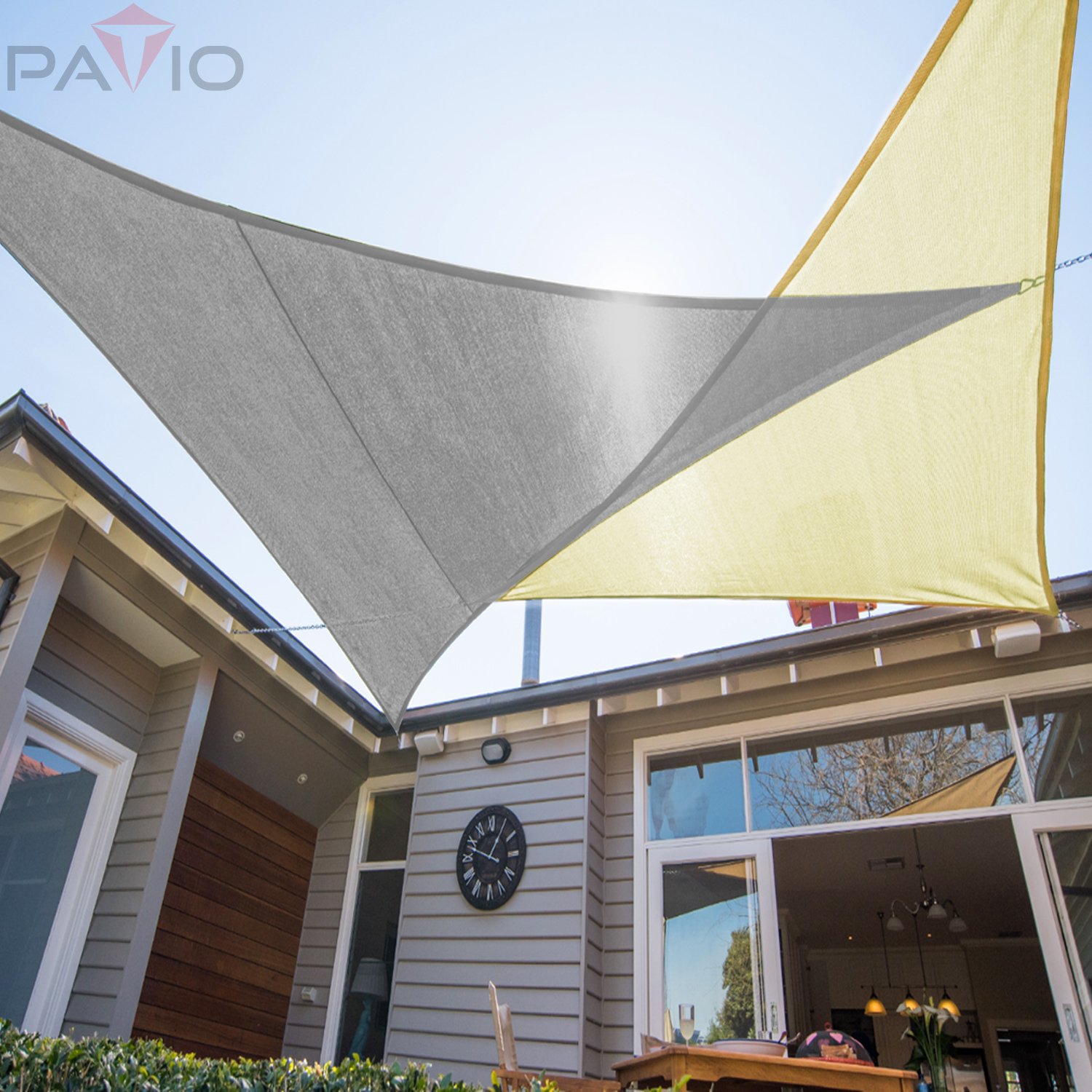 17' x 17' x 24.24' Triangle Sun Shade Sail - Heavy Duty UV Block Canopy with A-Ring Metal Spring Reinforcement for Patio, Garden & Backyard (Light Gray) | Perfect for Outdoor Shade, Poolside Lounging & Summer Relaxation