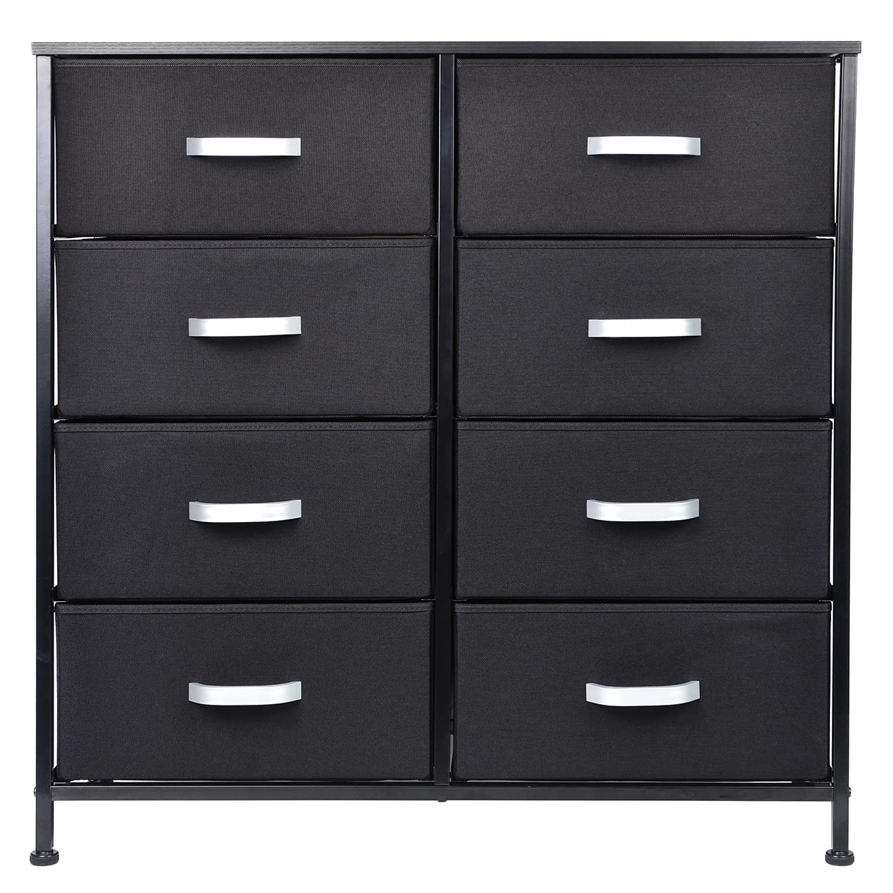 8-Drawer Extra Large Double Dresser with Wooden Tabletop - Fabric Storage Organizer for Clothes, Bedroom, Hallway & Closet - Easy Pull Fabric Bins - Black - Perfect for Home Organization & Space Saving