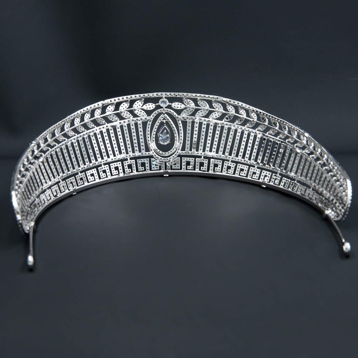 Platinum Plated Cubic Zirconia Princess Tiara Crown | Elegant Royal Wedding Hair Accessory for Brides, Prom, Pageants & Special Occasions