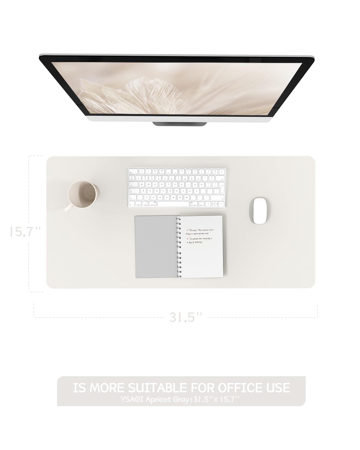 Non-Slip Waterproof PVC Leather Desk Pad - Ultra Thin Large Mouse Pad & Laptop Writing Mat for Office & Home - Easy Clean Table Protector (31.5