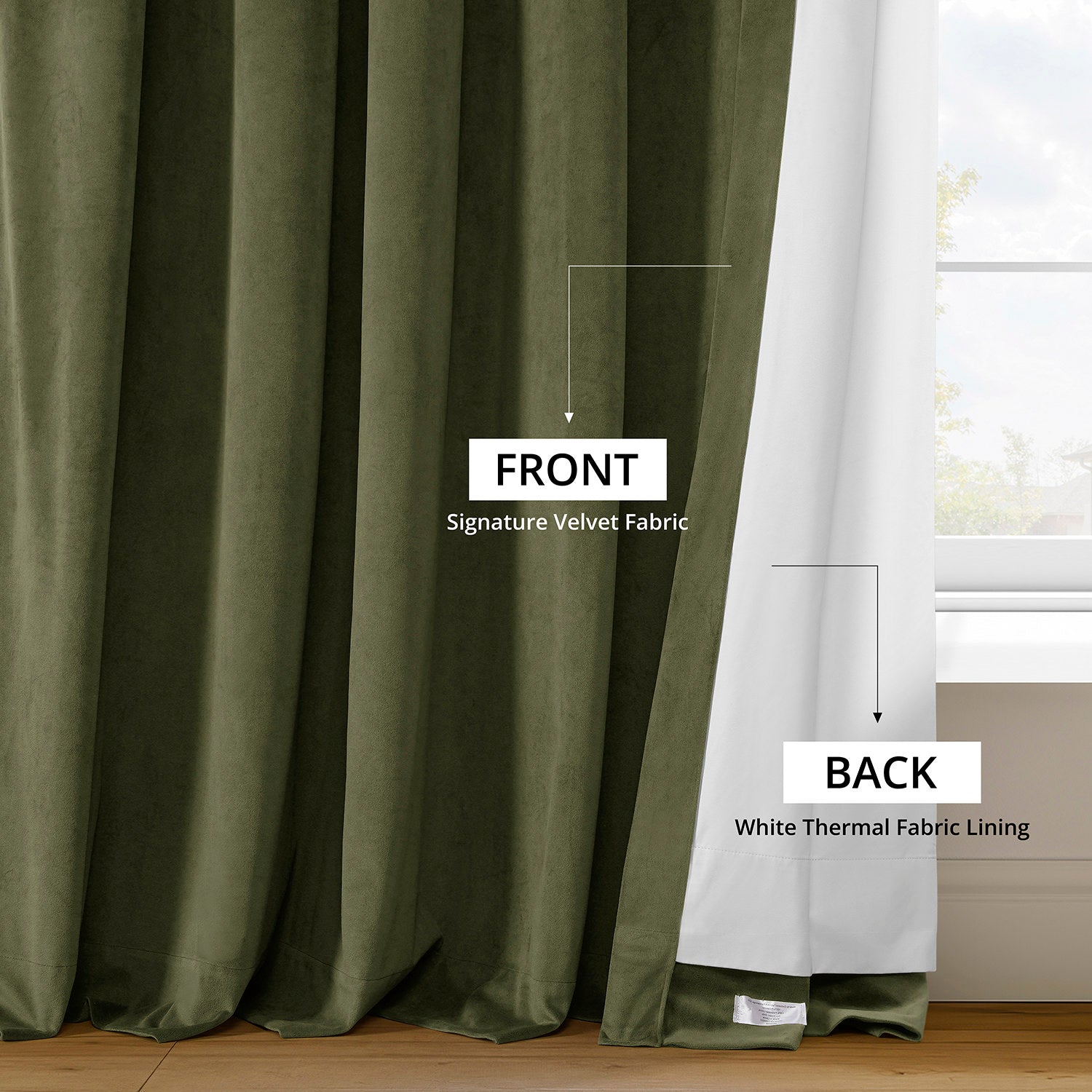 Hunter Green Signature Velvet Blackout Curtains - Thermal Insulated Drapes for Bedroom & Living Room - Noise Reducing Window Treatments for Home Decor