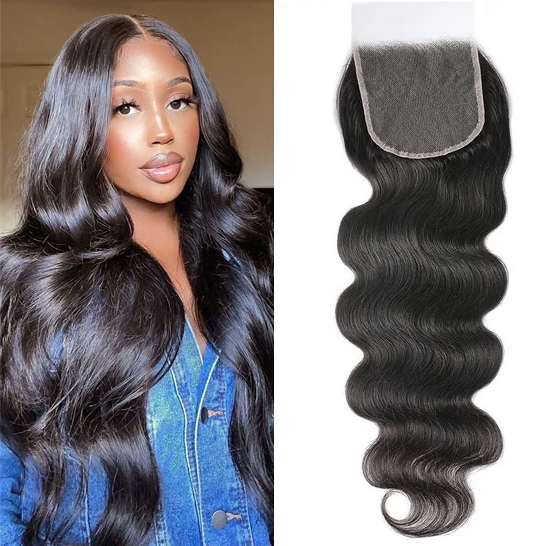 Beauty Forever HD Lace Closure 5x5 - Unprocessed Virgin Human Hair with Body Wave - Transparent Lace Closure, Pre-Plucked Hairline, Natural Black Color (18 Inch) | Perfect for Protective Styles, Weaves & Natural-Looking Hair Extensions