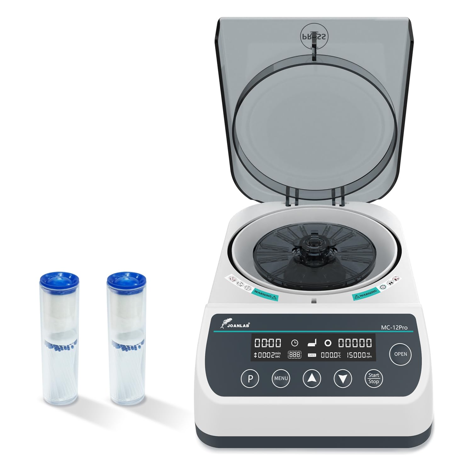 12000 RPM High Speed Centrifuge Machine with 12x40mm Glass Tubes - Digital Microcentrifuge with Over Temperature Protection for Lab, DNA, Blood Sample Separation