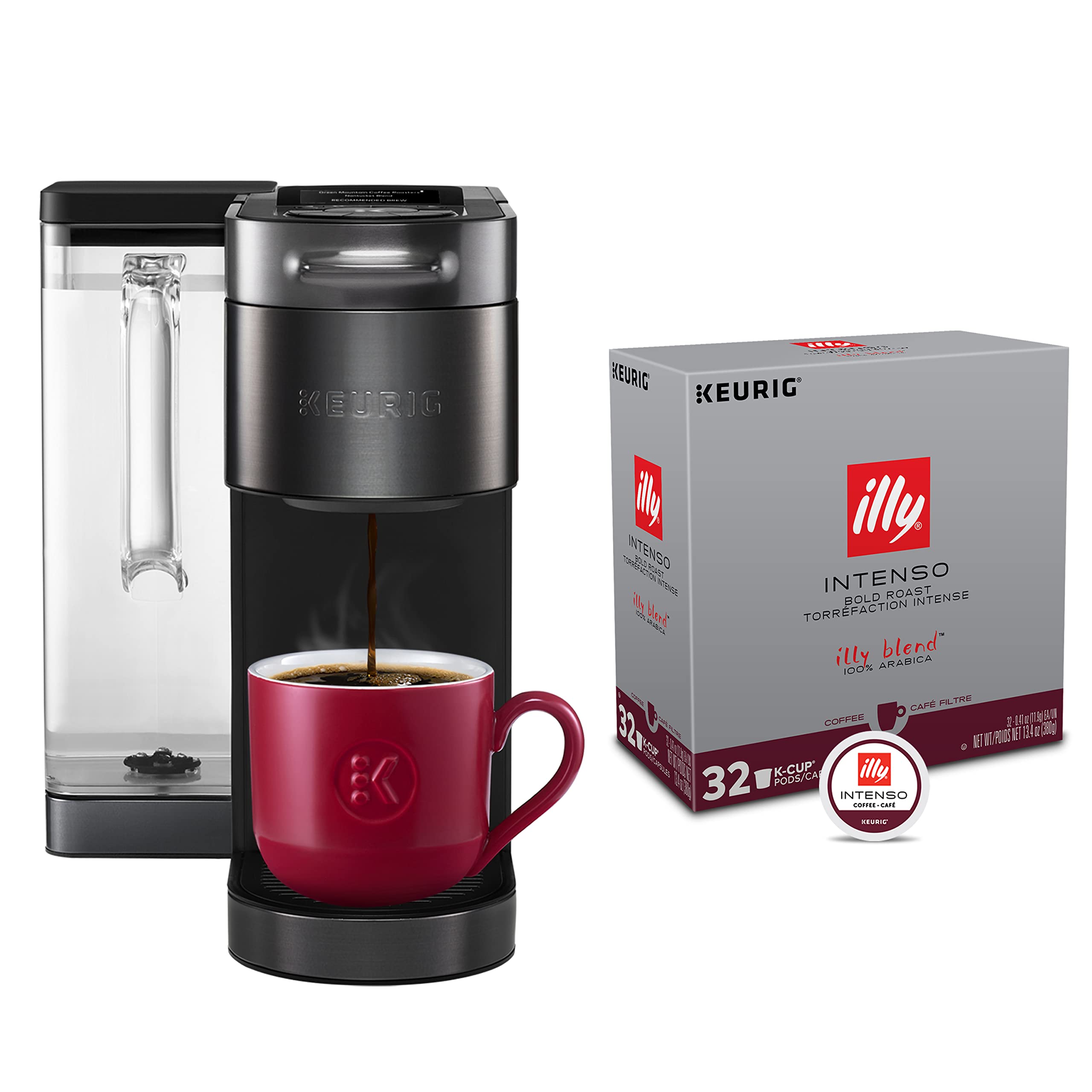 Keurig K-Supreme Plus SMART Single Serve Coffee Maker with 32 illy Intenso Bold Roast K-Cup Pods - Perfect for Home, Office & Quick Morning Brews