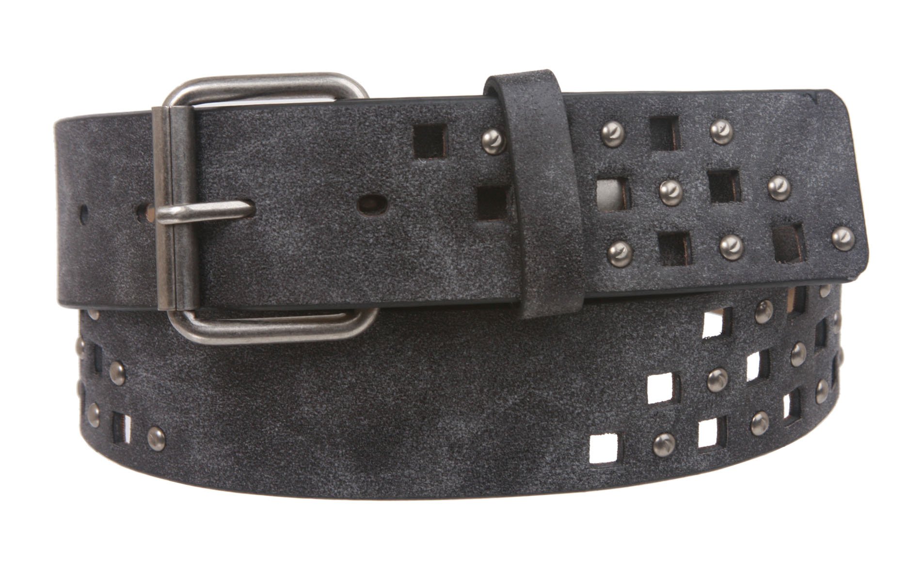 Snap-On Perforated Laser Cut Studded Leather Belt for Men & Women | Stylish Punk Rock Gothic Fashion Accessory | Perfect for Jeans, Pants & Outfits