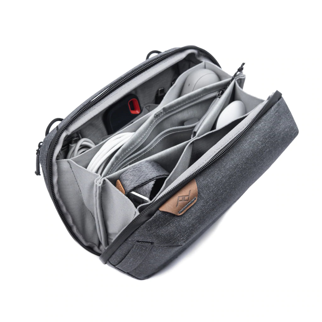 Peak Design Tech Pouch V2 - Premium Travel Organizer for Electronics & Accessories | Water-Resistant Charcoal Gray Gear Case | Perfect for Laptops, Cameras, Cables & Travel Essentials