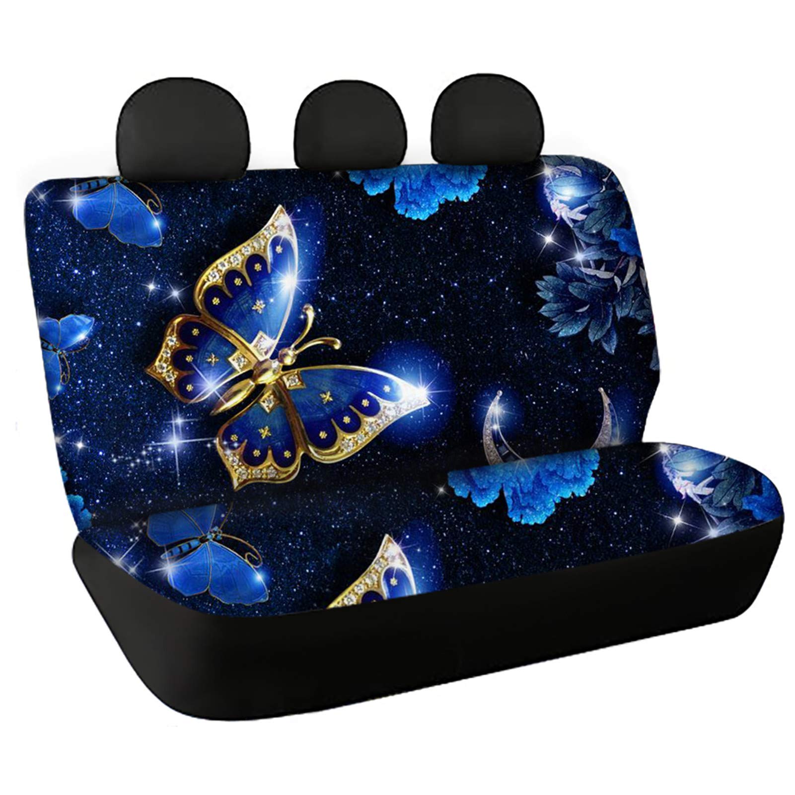 Blue Butterfly Car Back Seat Protector Cover for Kids & Pets - Universal Fit for Most Cars, Trucks, SUVs - Waterproof & Scratch-Resistant - Perfect for Family Travel, Pet Adventures, and Daily Commutes