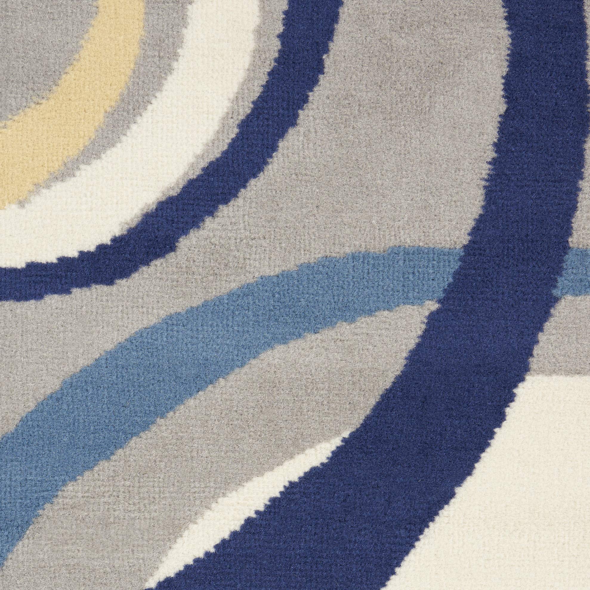 Nourison Grafix Geometric Grey 8' Round Area Rug - Non-Shedding, Easy to Clean - Perfect for Bedroom, Living Room, Dining Room & Kitchen Decor - Modern Home Floor Covering for Cozy Spaces