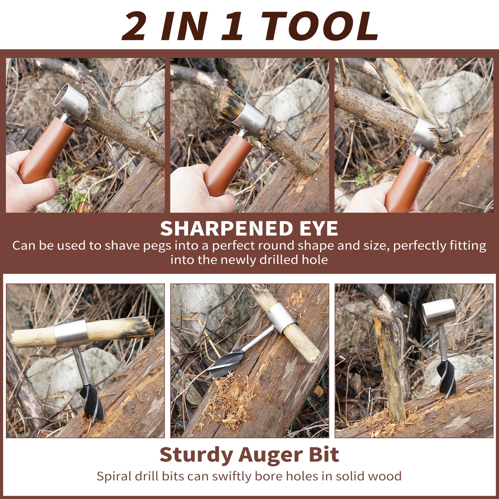 Survival Hand Auger Wood Drill - Scotch Eye Auger & Bushcraft Settlers Tool for Camping, Hiking, Outdoor Adventures | Includes Protective Case & Hook | Perfect for Wilderness Survival, Woodworking, and DIY Projects