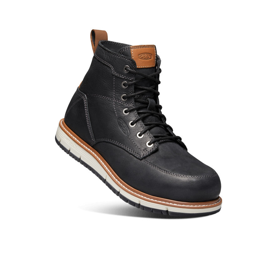 Men's San Jose 6 Aluminum Toe Work Boots - Black/Caramel Cafe | Durable Safety Shoes for Construction, Warehouse & Outdoor Work