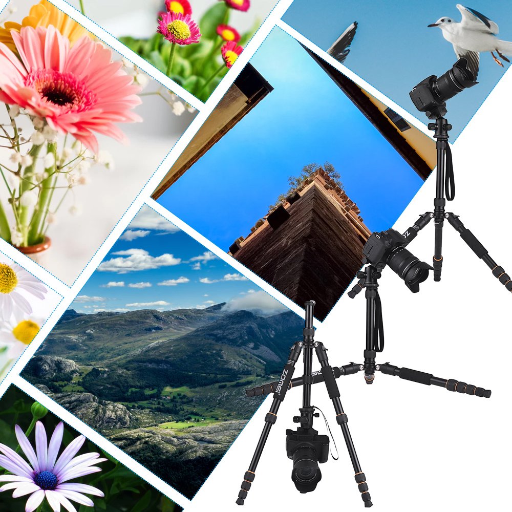 Q666 TRIPOD HUIOP Q666 59-Inch Lightweight Aluminum Alloy Camera Tripod Monopod with Ball Head & Quick Release Plate - Compact Travel Tripod for DSLR Cameras - Perfect for Photography, Vlogging, and Outdoor Adventures