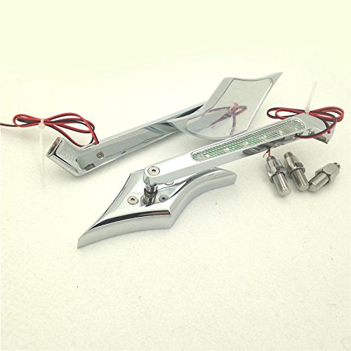 Chrome Diamond LED Turn Signal Integrated Mirrors for Harley-Davidson Softail Fat Boy Road King Dyna Wide Glide Springer Sportster XL - Enhanced Visibility & Style for Night Riding & Custom Bike Builds