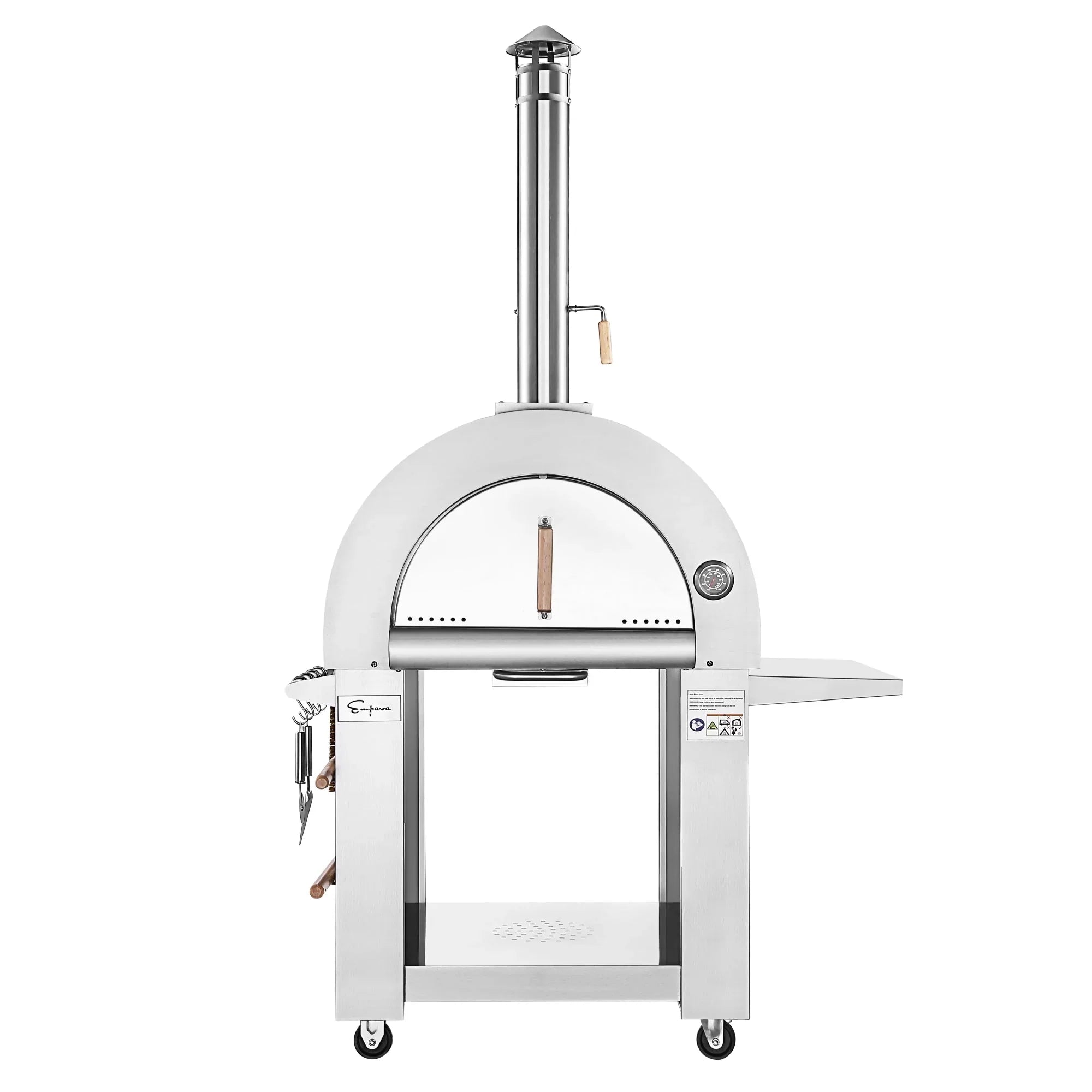 Empava Stainless Steel Outdoor Wood Fired Pizza Oven with Collapsible Side Table (PG05) - Perfect for Backyard BBQs, Patio Parties & Authentic Italian Pizza Making