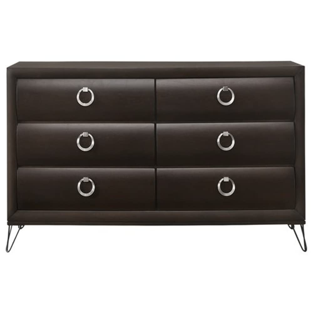 HuaZo Dressers & Chests of Drawers, Dark Merlot Wooden Dresser with 6 Drawers, 63