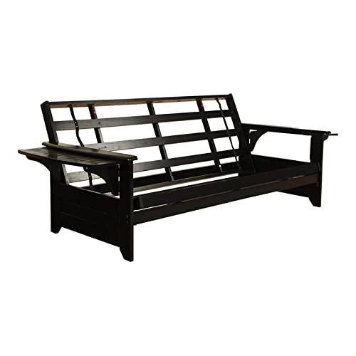 Pemberly Row Contemporary Full-Size Traditional Hardwood Bed Frame in Black - Perfect for Modern Bedrooms & Guest Rooms