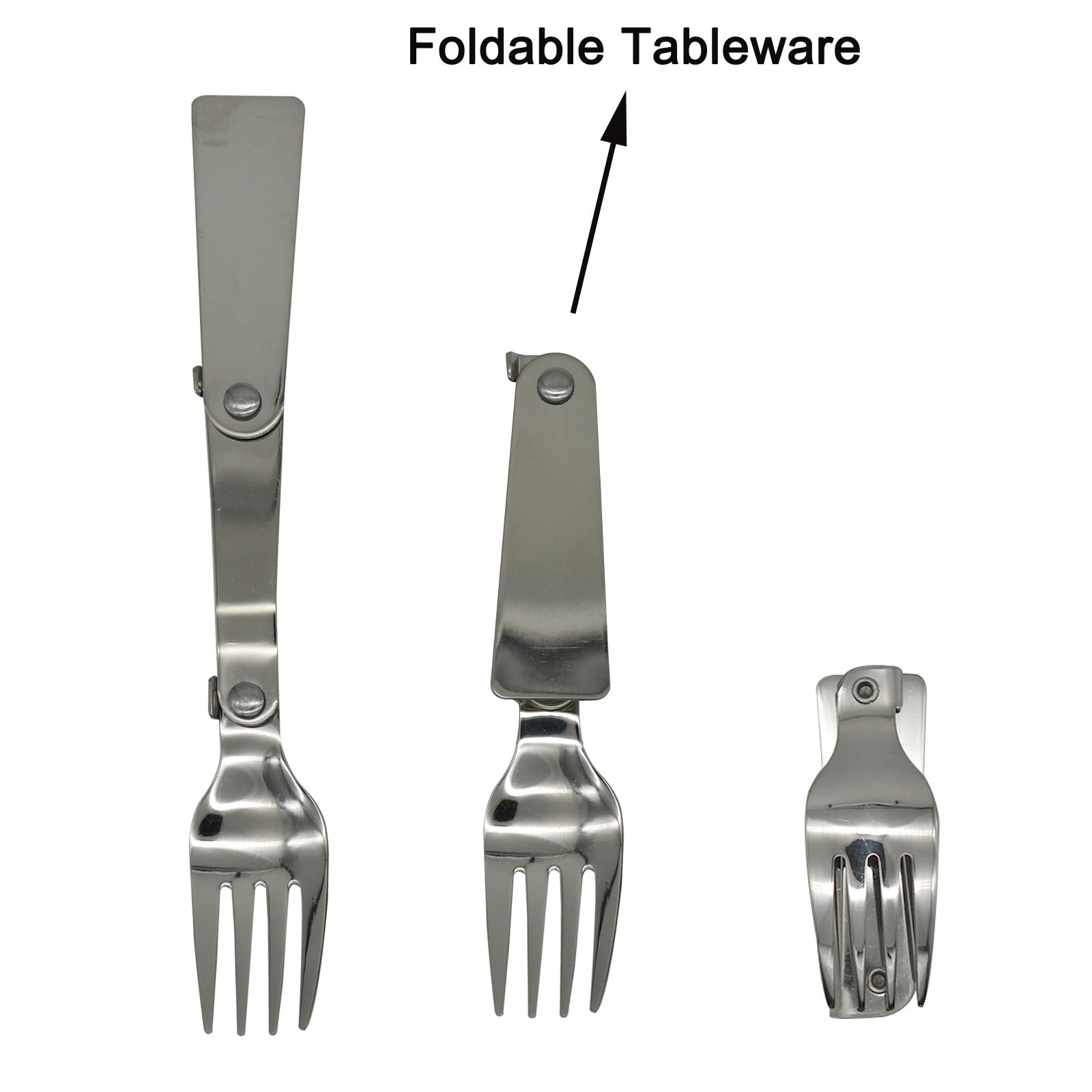 6PCS Foldable Spoon Fork Set - Portable Camping Cutlery with Case | 18/10 (304) Stainless Steel Spork | Multi-Functional Travel Utensils for Hiking, Picnics, Backpacking & Outdoor Adventures | Compact Tableware for Camping, Survival Kits & On-the-Go Meals