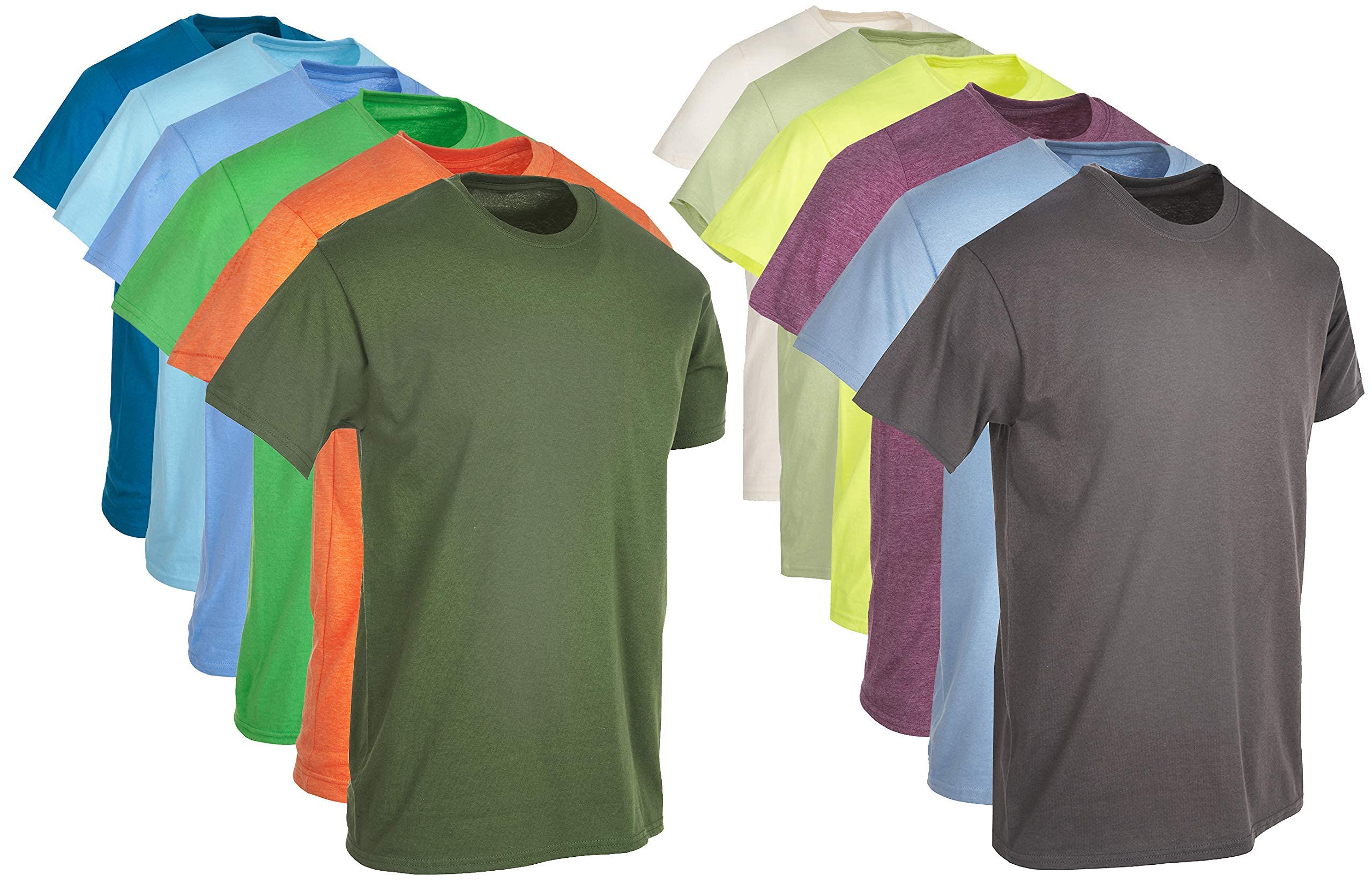 24 Pack Men's Cotton Short Sleeve Lightweight T-Shirts - Bulk Crew Neck Tees for Men - Casual Wear, Gym, Workout & Everyday Essentials