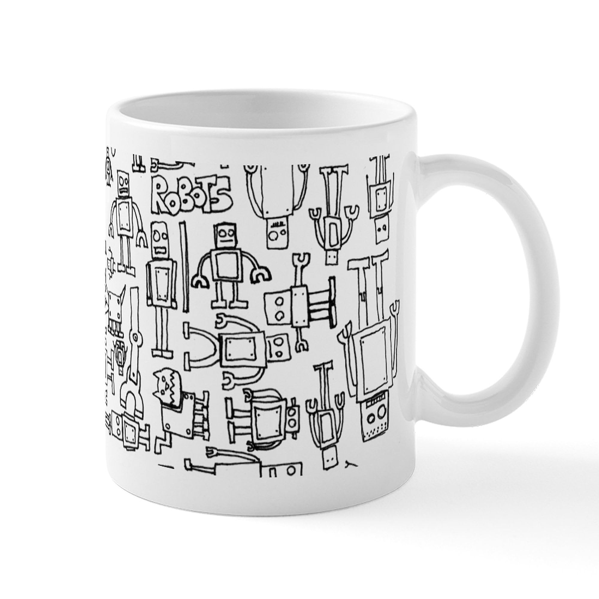 Robots Ceramic Coffee Mug 11 oz (325 ml) - Unique Gift for Tech Lovers, Office Use & Home Coffee Breaks