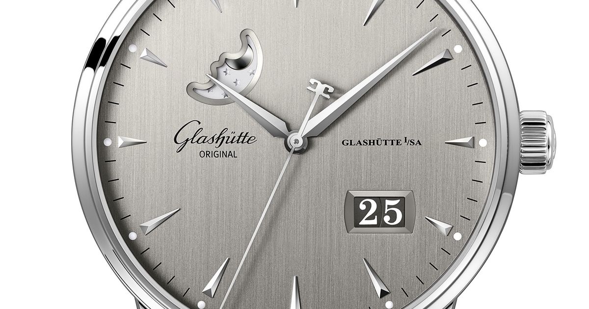 Glashutte Original Senator Excellence Panorama Date Moon Phase Stainless Steel Men's Watch - Luxury Automatic Timepiece for Business, Formal Events & Collectors