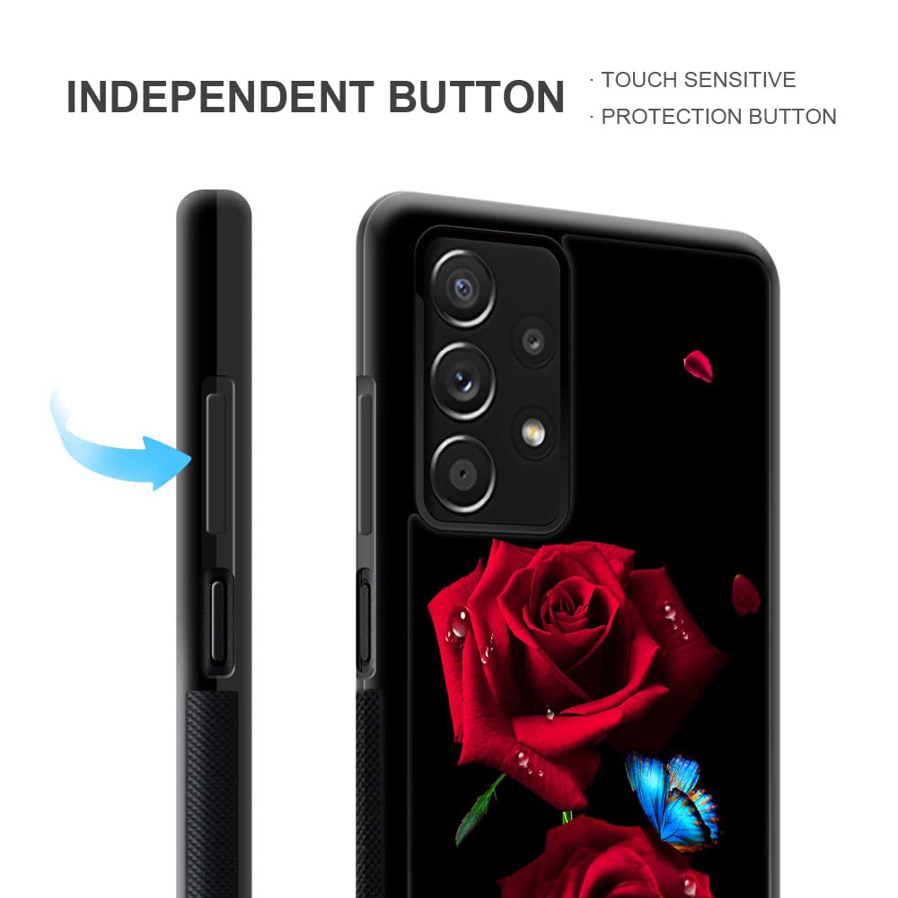 Samsung Galaxy A13 4G Case with Blue Butterfly & Red Rose Design - Protective Phone Cover for Men & Women | Perfect for Everyday Use, Work & Travel