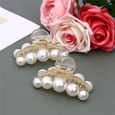 Sonpal Large Pearl Hair Claw Clips for Thick Hair - Strong Hold Hair Accessories for Women