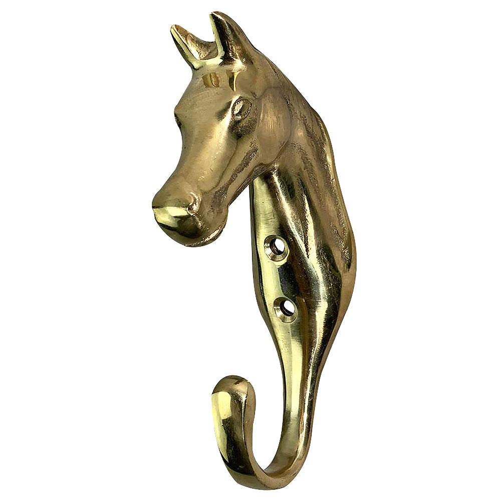 Vintage 6-Inch Solid Brass Horse Head Wall Hook - Antique Style Coat Hanger by Hilason - Perfect for Entryway, Bedroom, or Farmhouse Decor