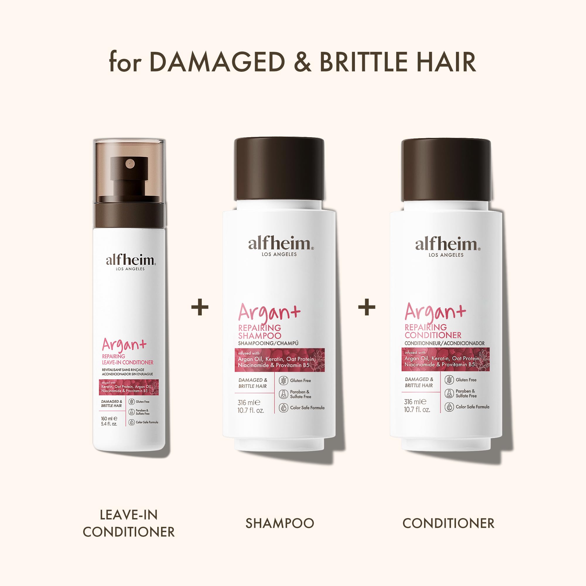 **Argan Oil Repairing Shampoo & Conditioner Set - 3 Piece Kit for Damaged Hair, Deep Hydration & Frizz Control - Sulfate & Paraben Free - Daily Care & Post-Color Treatment - Perfect for Dry, Brittle Hair & Salon Aftercare**