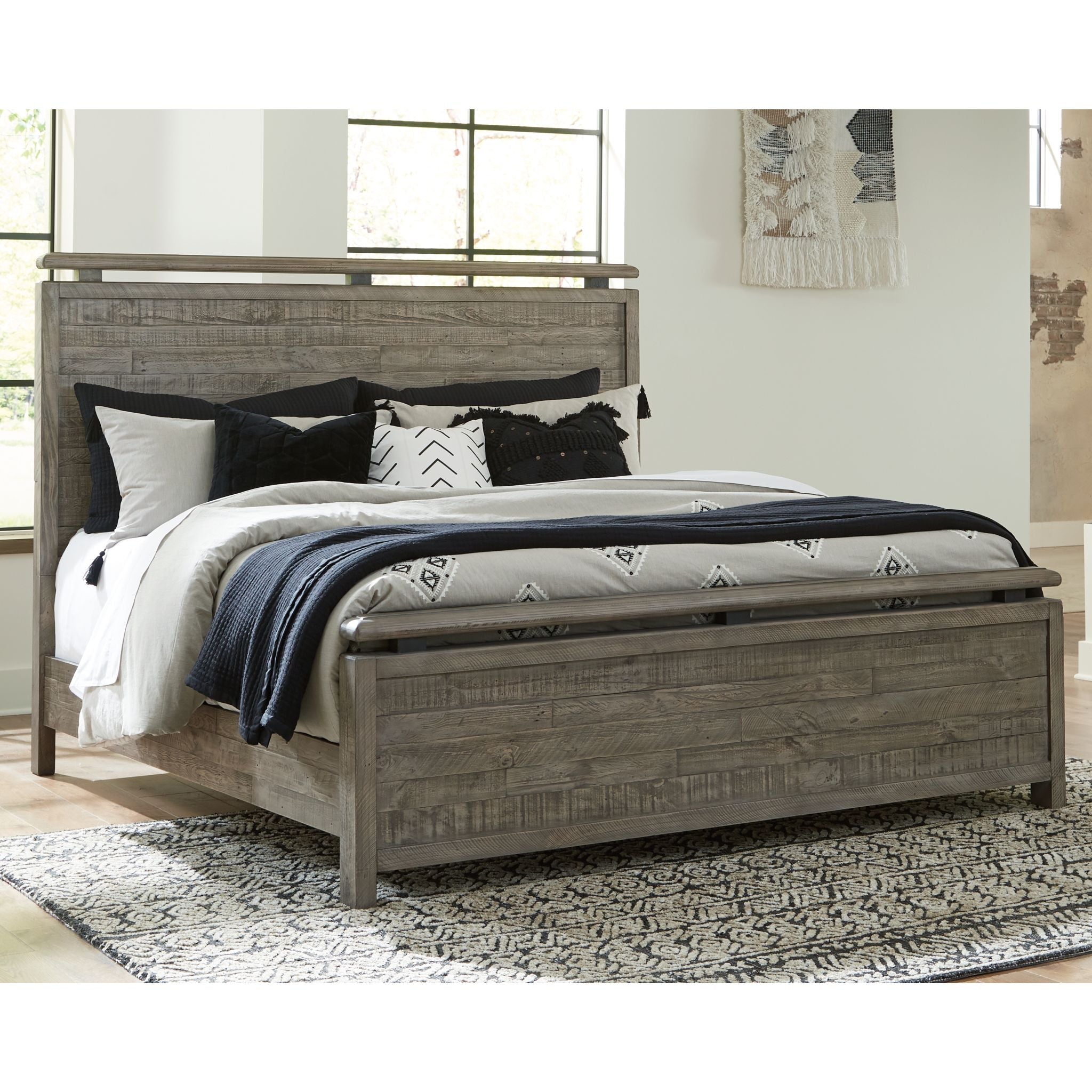 Brennagan 3-Piece Panel Bed Frame - Queen Size Wooden Bed with Headboard & Footboard - Modern Bedroom Furniture for Home Decor & Guest Room Setup