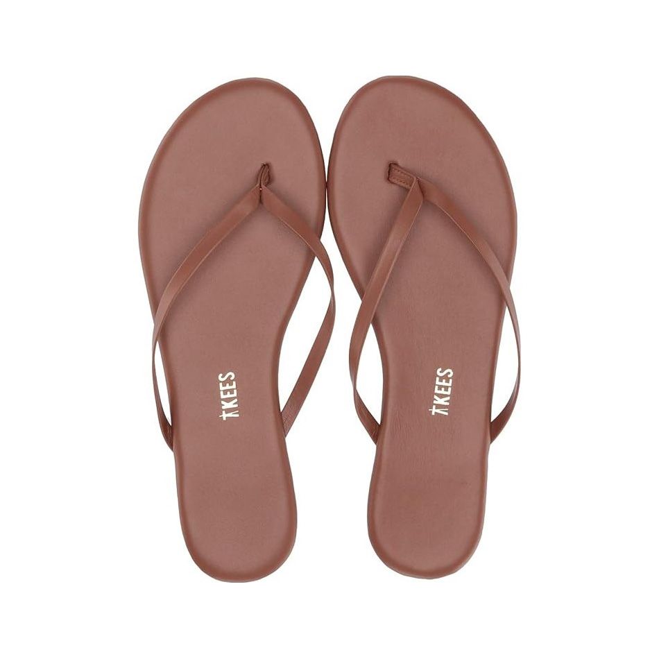 TKEES Foundations Matte Flip Flop Sandals for Women - Comfortable Cappuccino Color Beach Slides | Perfect for Poolside, Vacation & Summer Outfits