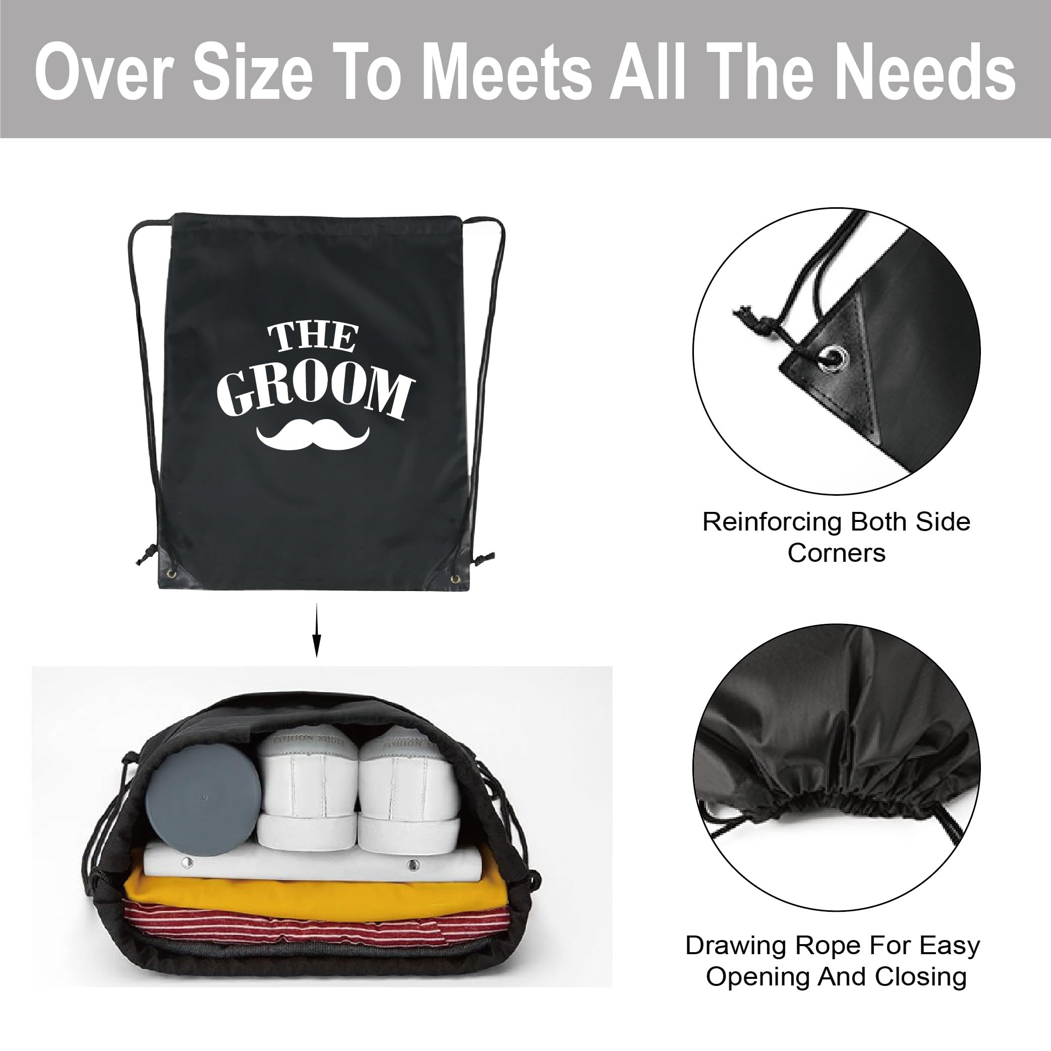 7-Pack Groomsmen Gift Bags With Drawstring - Wedding Party Favors for Groom Squad, Bachelor Party & Bridal Shower - Perfect for Wedding Accessories & Groomsmen Proposal Gifts