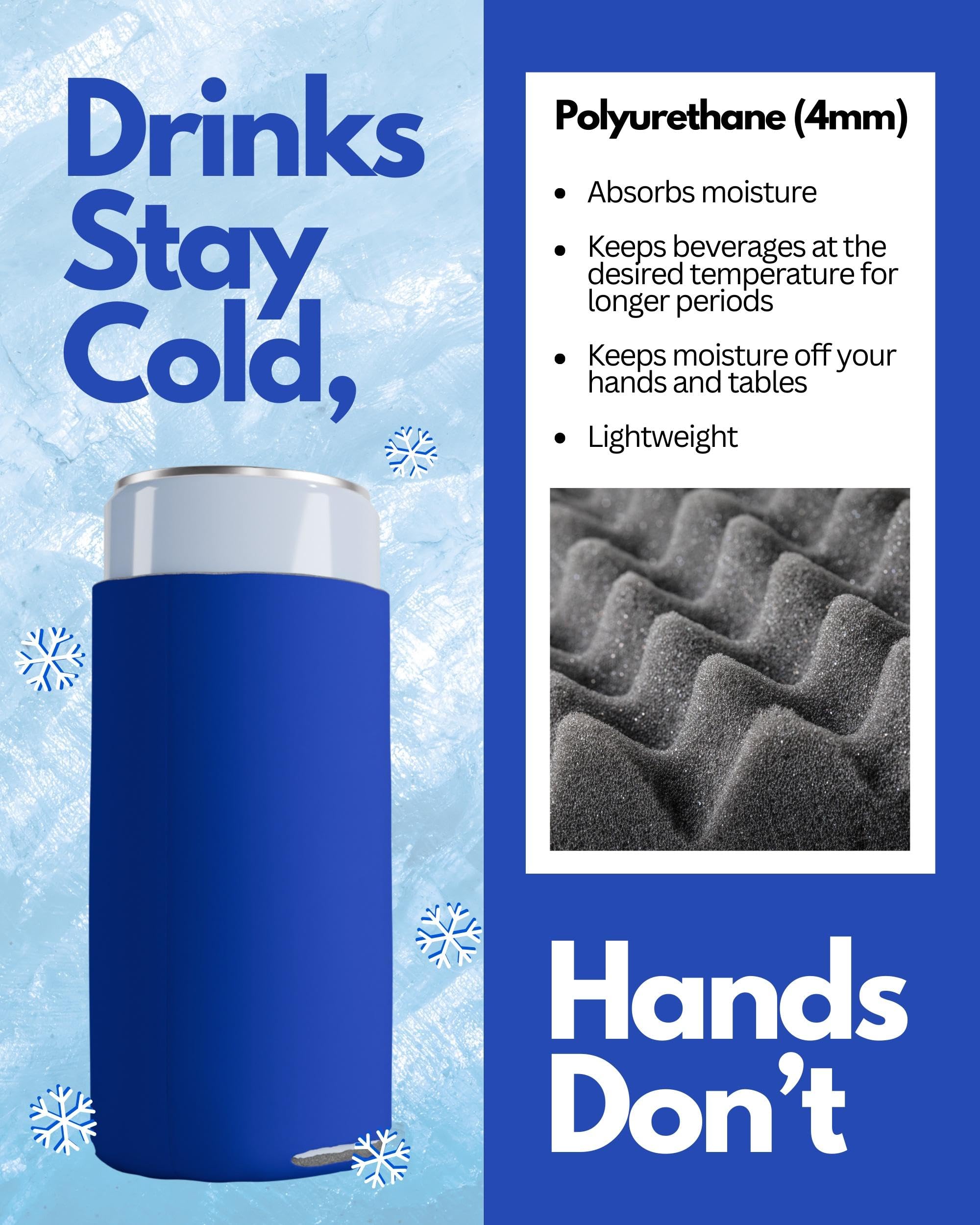 200 Pack Royal Blue Blank Slim Can Cooler Sleeves - Customizable Sublimation Coolers for Beer Bottles & 12oz Tall Cans | Skinny Collapsible Insulated Drink Sleeves | Perfect for Parties, BBQs, and Outdoor Events