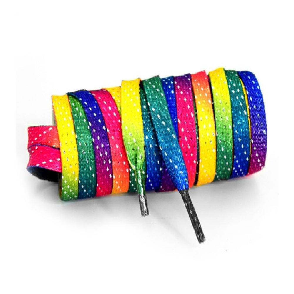 Crazy Disco Rainbow Sparkle Shoelaces - Colorful Glow in The Dark Shoe Laces for Sneakers, Running Shoes & Party Outfits - Perfect for Raves, Concerts & Night Events
