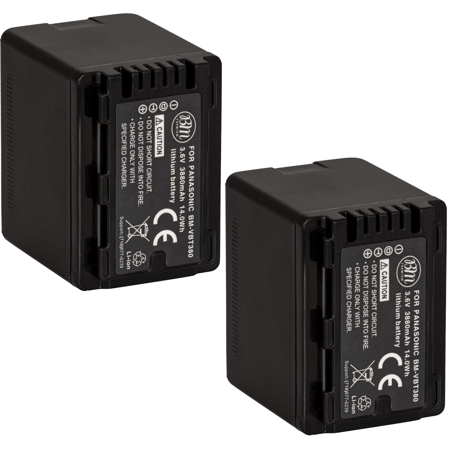 BM Premium 2-Pack VW-VBT380 Replacement Batteries for Panasonic HC-V800K HC-VX1K HC-WXF1K Camcorders - Long Lasting Power for Travel Vlogging & Family Events