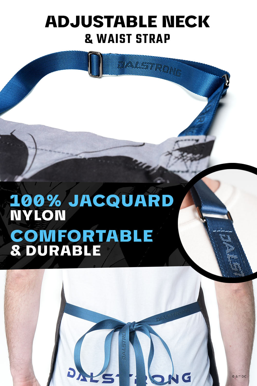 Premium Batman™ Edition Chef's Apron - 100% Breathable Cotton Black Crusader Design by Dalstrong © - Perfect for Cooking, Grilling & Cosplay Events