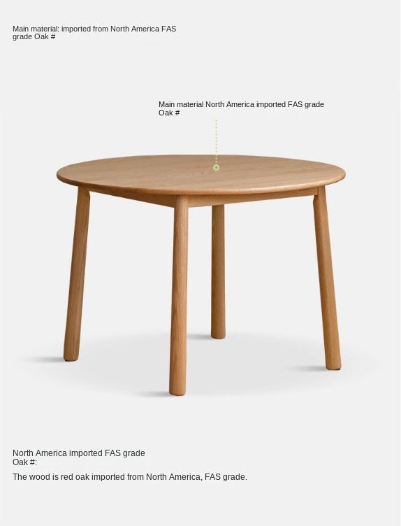 Solid Oak Round Dining Table - Rustic Farmhouse Style for Kitchen & Dining Room - Perfect for Family Gatherings & Dinner Parties