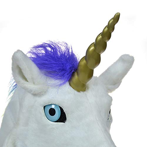 SHENGUS Unicorn Mask for Halloween Party - Moving Mouth Animal Simulation Mask, White - Perfect for Costume Parties, Carnival, Cosplay & Themed Events